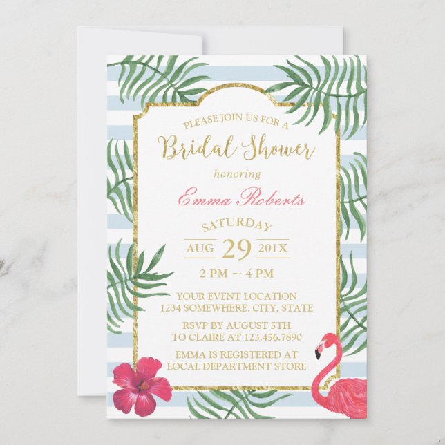 Invitation Tropical Beach Wedding Modern Stripe Fête des mari (Devant)