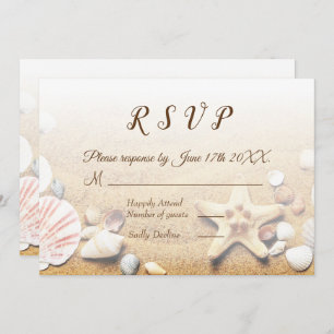 Invitation Tropical Beach Wedding Starfish Shells RSVP