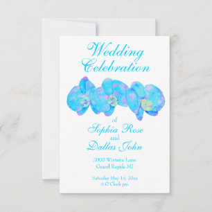 Invitation Tropical Blue Turquoise aquarelle orchidée peintur