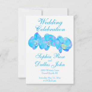 Invitation Tropical Blue Turquoise aquarelle orchidée peintur