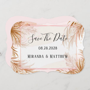 Invitation Tropical Blush Pink & Pampas Enregistrer La Date