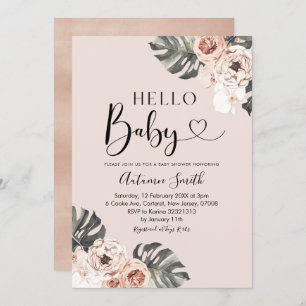 Invitation Tropical Boho Floral Hello Baby Baby shower