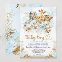 Tropical Boho Safari bébé garçon Blue Gold Douche