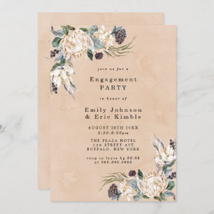 Invitation Tropical Boho White Protea Engagement Party Invita