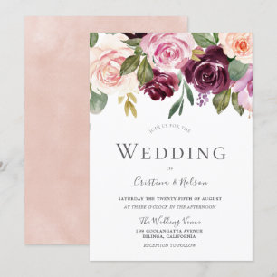 Invitation Tropical Bourgogne Blush Mariage moderne