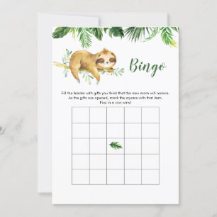 Invitation Tropical Boy Sloth Baby shower Bingo Jeu