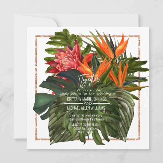 Invitation Tropical Breeze Lush Jardin Botanique Mariage Squa (Devant)