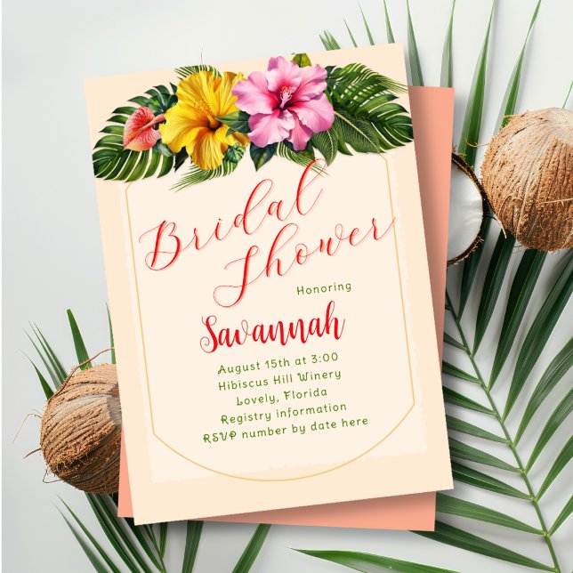 Invitation Tropical Bridal Shower Hibiscus Swag (Créateur téléchargé)
