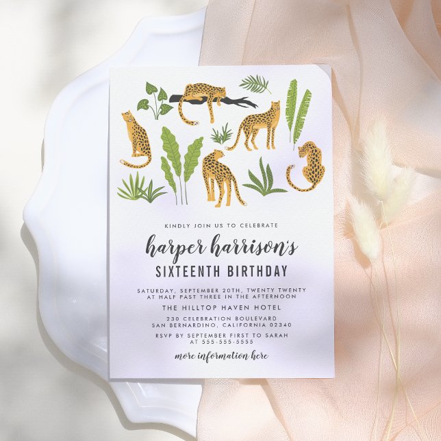 Invitation Tropical Cheetah Jungle fête d'anniversaire (Créateur téléchargé)