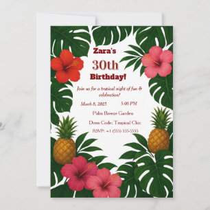 Invitation Tropical Chic Monstera Hibiscus Ananas