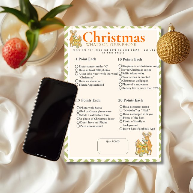Invitation Tropical Christmas What's On your phone game card (Tropical Christmas What's On your phone game card)