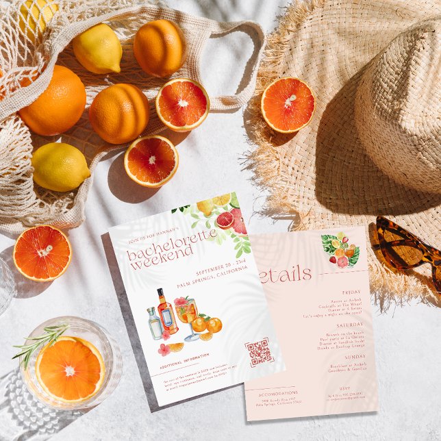 Invitation Tropical Citrus Spritz | Week-end d'enterrement (Créateur téléchargé)