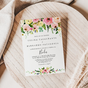 Invitation Tropical Coloré Automne Floral Mariage espagnol