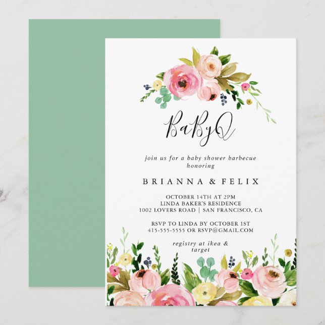 Invitation Tropical Colorful Fall BabyQ Baby shower Barbecue (Devant / Derrière)