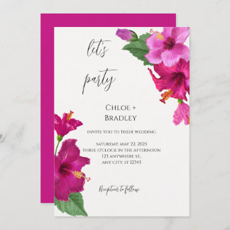 Invitation Tropical Colorful rose Mariage Hibiscus floral