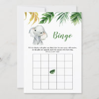 Tropical Elephant Boy Baby shower Bingo Jeu