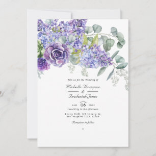 Invitation Tropical Eucalyptus Succulents QR Code Mariage