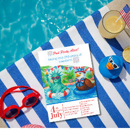 Invitation Tropical Fête au bord de la piscine pour 250 ans d