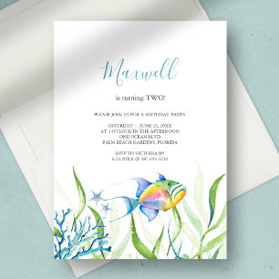Invitation Tropical Fish Boy Anniversaire Fête Aquarelle