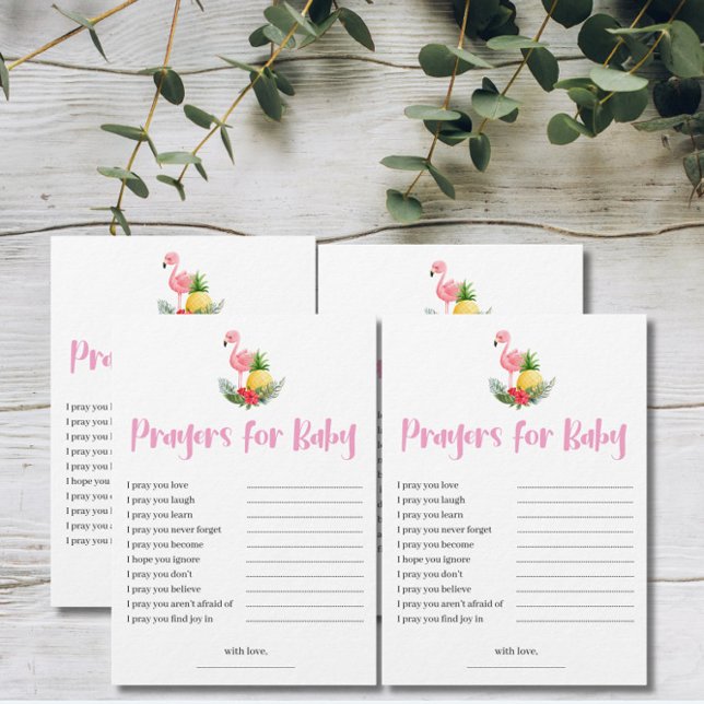 Invitation Tropical Flamingo Prayers for Baby Shower Card (Créateur téléchargé)