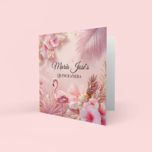 Invitation Tropical Flamingo Quinceañera, sur mesure
