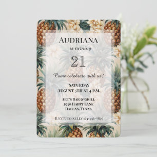 Invitation Tropical Fleurs d'ananas Anniversaire