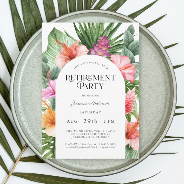 Invitation Tropical Floral Arch Frame Retraite (Available as printed and paperless digital download!)