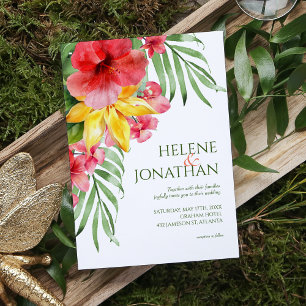 Invitation Tropical Floral Beach Colorful Destination Mariage