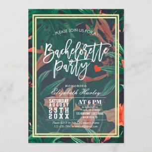 Invitation Tropical Floral Chic Gold Frame Bachelorette Party