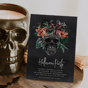 Invitation Tropical Floral Halloween Party