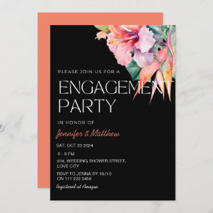 Invitation Tropical Floral Hibiscus Hawaiian Engagement Party