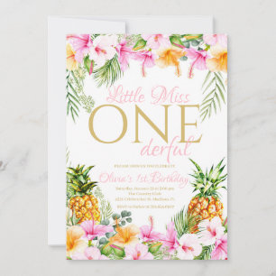 Invitation Tropical Floral Little Miss Onederday