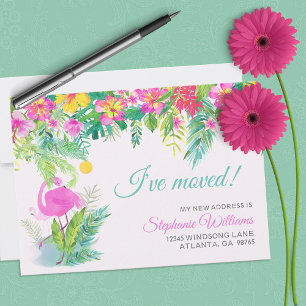 Invitation Tropical Floral Nouvelle adresse