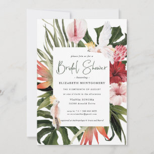 Invitation Tropical Floral Paume Mariage Fête Prénuptiale