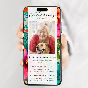 Invitation Tropical Floral Photo Funeral Digital Evite