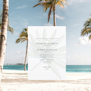 Invitation Tropical Frond Blanc Non Parents Mariage listé