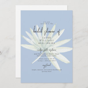 Invitation Tropical Frond Mint et Fête des mariées bleue