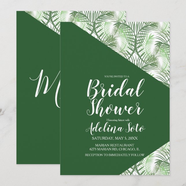 Invitation Tropical Geometrical Palm Oasis Fête de Mariage (Devant / Derrière)