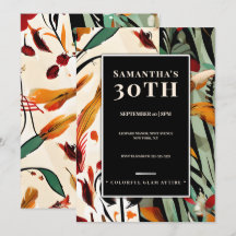 Tropical Glam 30th Birthday Modern Bold Color