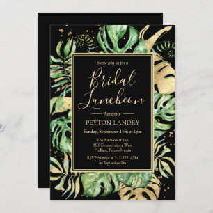 Invitation Tropical Gold & Black Bridal Luncheon Shower Invit