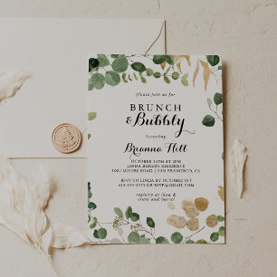 Invitation Tropical Gold Brunch et Bubbly Fête des mariées
