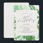 Invitation Tropical Gold Green 30th Surprise Birthday Party<br><div class="desc">Une prise moderne de l'invitation de la fête tropicale pour célébrer un 30ème anniversaire cher. Le design présente un cadre en faux or avec une végétation tropicale incluant des feuilles de bananes. Personnalisez-vous en utilisant les champs de modèle fournis. Si vous avez besoin d'aide ou d'autres pièces correspondantes contactez-moi (Maria)...</div>