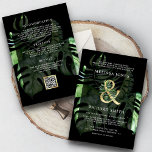 Invitation Tropical Gold Monstera Palm Black QR Code Wedding<br><div class="desc">Amaze your guests with this elegant wedding invite featuring beautiful leaves and traditional typography with QR Code for online RSVP. Simply add your event details on this easy-to-use template to make it a unique personalized one-of-a-kind invitation.</div>