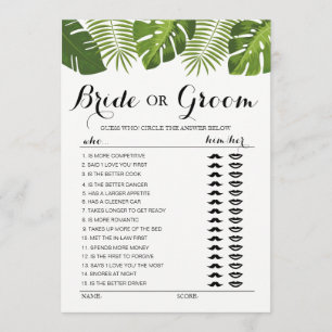 Invitation Tropical Green Bride ou Groom jeu modifiable
