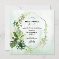 Tropical Green et Gold Frame Baby shower par courr
