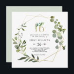 Invitation Tropical Green Feuille Sweet sixteen fête d'annive<br><div class="desc">Cette invitation à la fête d'anniversaire de sweet sixteen vert tropical est parfaite pour une famille simple et des amis se réunissent pour célébrer le 16ème anniversaire. Le design présente de beaux feuilles verts peints à la main,  ornant un cadre géométrique doré.</div>