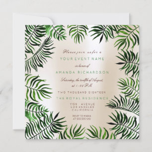Invitation Tropical Green Palm Leafs Frame Floral