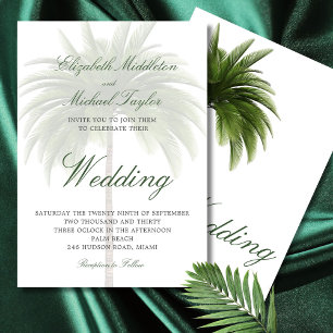 Invitation Tropical Green Palm Tree Élégant Mariage moderne