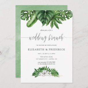 Invitation Tropical Greenery Mariage géométrique Brunch Invit