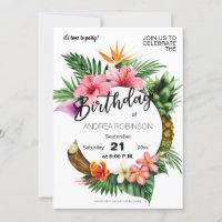 Tropical Hawaiian Floral Anniversaire Party Blanc